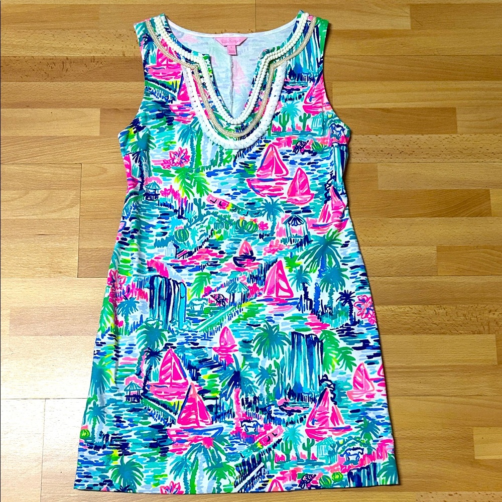 Lilly Pulitzer Mini Harper Sea Print Shift Dress Size S Like New
